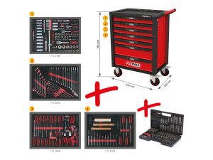 Kstoools 826.7515 RACINGline -työkaluvaunu, 7 vetolaatikkoa ja 515-os ammattityökaluilla varustettuna