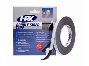 HPX kaksipuolinen listateippi, musta 19mm x 10m